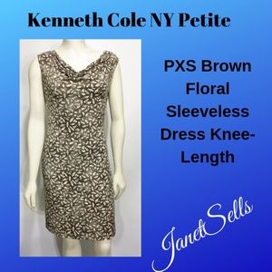 Kenneth Cole NY Petite PXS Brown Floral Sleeveless